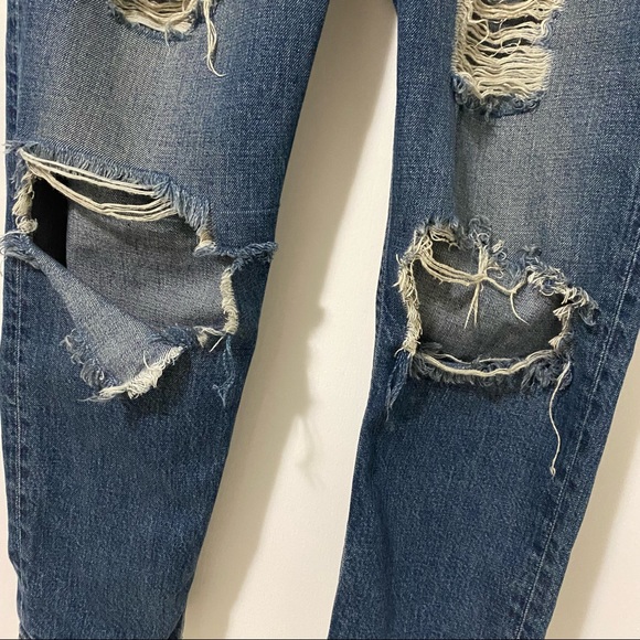 Topshop Moto Hayden Ripped Boyfriend Button Fly Jean Blue 28 - Picture 5 of 14